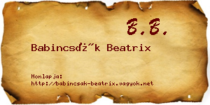 Babincsák Beatrix névjegykártya